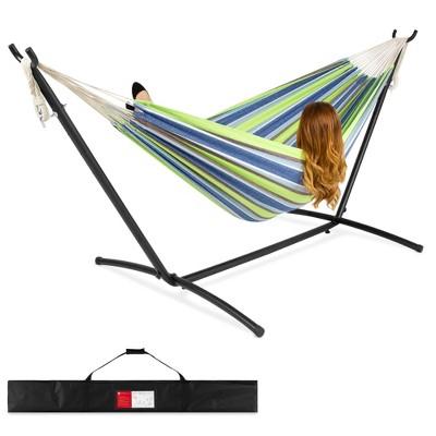 Best Choice Products 2-Person Brazilian-Style Cotton Double Hammock Bed w/ Carrying Bag, Steel Stand