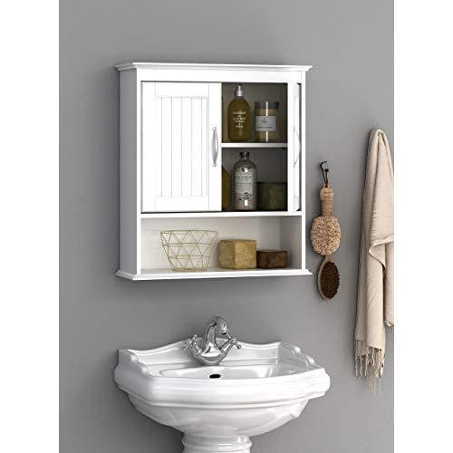 Spirich Home Bathroom Cabinet Wall Mounted with Doors, Wood Hanging Cabinet, Wall Cabinets with Doors and Shelves Over The Toilet, Bathroom Wall Cabinet White