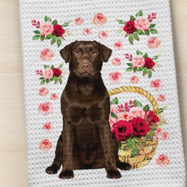 Dog Towel, Chocolate Lab Towel, Labrador Towel, Chocolate Labrador, Kitchen Towel, Dog Kitchen Towel, Waffle Weave Towel, Hand Towel