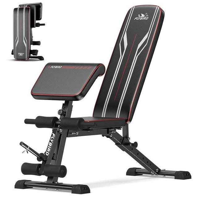 FLYBIRD Multifunctional Weight Bench with Leg Extension and Preacher Curl Pad, Adjustable and Foldable Workout Bench for Home Gym, 800LBS Weight Capacity Exercise Bench for Full Body Strength Training