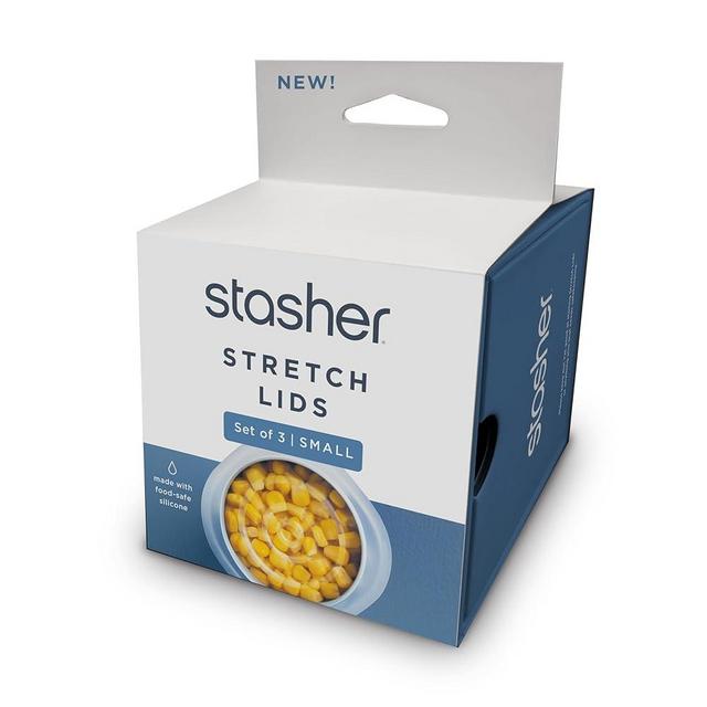 Stasher Premium Reusable Silicon Stretch Lids 3-Pack Box - Small | Clear, 2.5” Lids | Airtight Seal | Food Container Covers | BPA Free, Leak-free, Dishwasher Safe, Microwave Safe, Eco-Friendly
