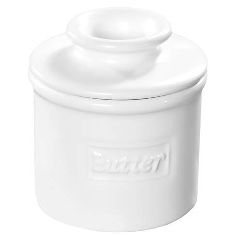 Butter Bell - The Original Butter Bell Crock by L. Tremain, French Ceramic Butter Dish, Café Matte Collection, White