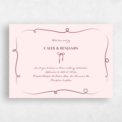 Lightest Blush, Pink Wedding Invitation - Kasey Landscape