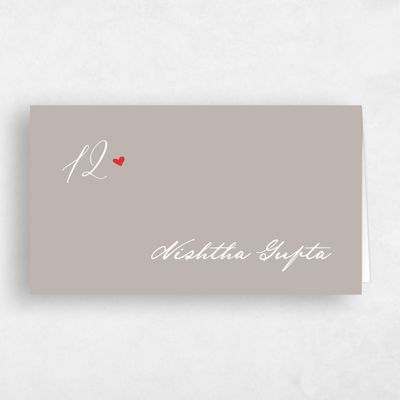 Greige, Brown Wedding Place Card - Estate