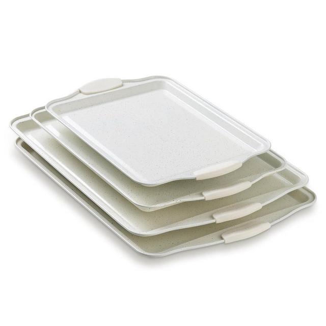 Country Kitchen Nonstick Stackable Bakeware Set - Heavy Duty, Durable, Easy Release Baking Set, Cream, 4 Pcs