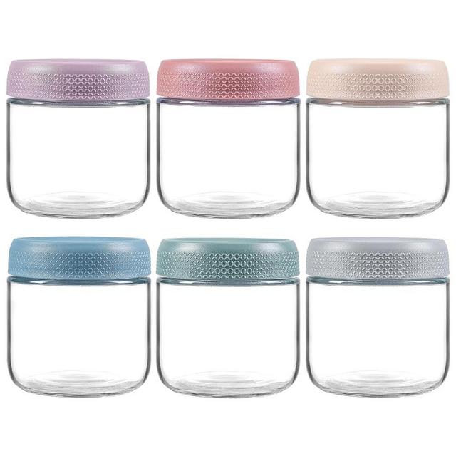 NETANY 6-pack 12oz Glass jars with Airtight Lids, Overnight Oats Containers with Lids, Wide mouth Mason Salad jars, Glass Food Storage Containers for Snacks Yogurt Spice Sugar