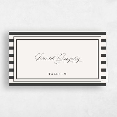 Dark Charcoal, Beige Wedding Place Card - Azelie