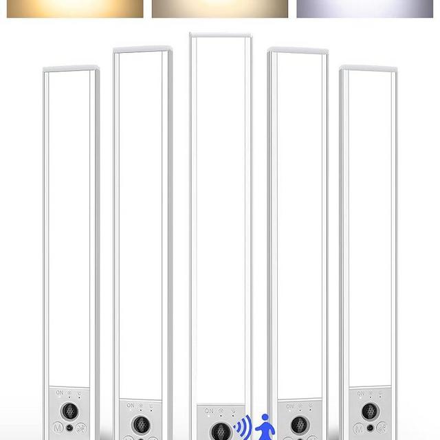 EZVALO 5-Pack Under Cabinet Lighting, 3200mAh Rechargeable Motion Sensor Light, 12inch Magnetic Closet Lights with Dimmable & 3 Color Temps, Wireless Motion Activated Lights with Remote for Kitchen