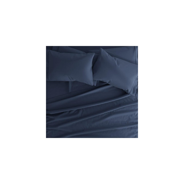 Solid 6 Piece Sheet Set - Ultra Soft, Easy Care - Becky Cameron, Navy, Queen