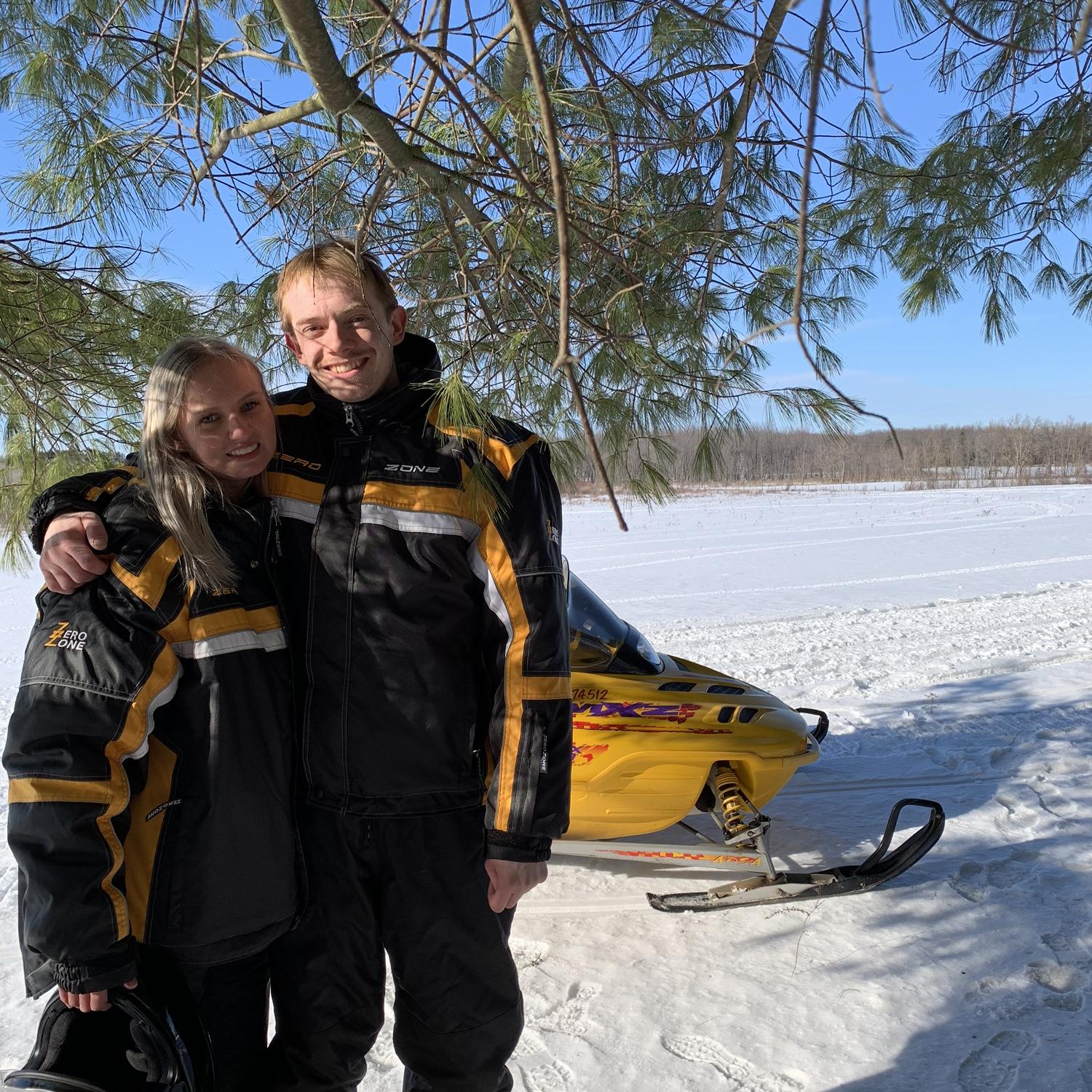 He introduced her to one of his favourite winter hobbies - skidooing! They love spending weekends riding the skidoo and stopping in at Quinn’s Inn for lunch.