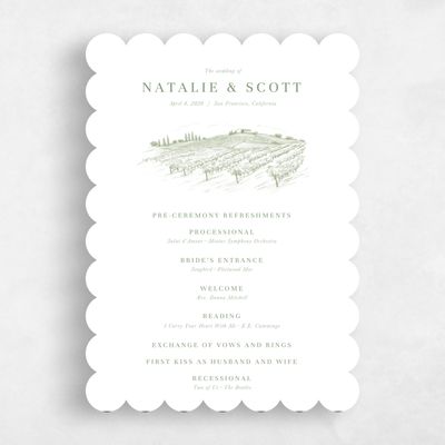 Green Scalloped Wedding Program - Fico