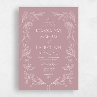 Dusty Rose, Pink Wedding Invitation - Gaspard Portrait