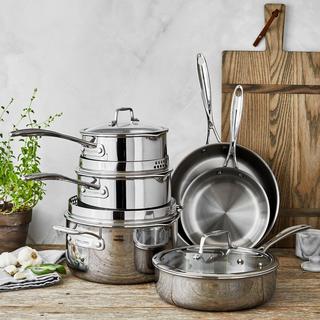 Clad Xtreme 10-Piece Polished Stainless Steel Cookware Set