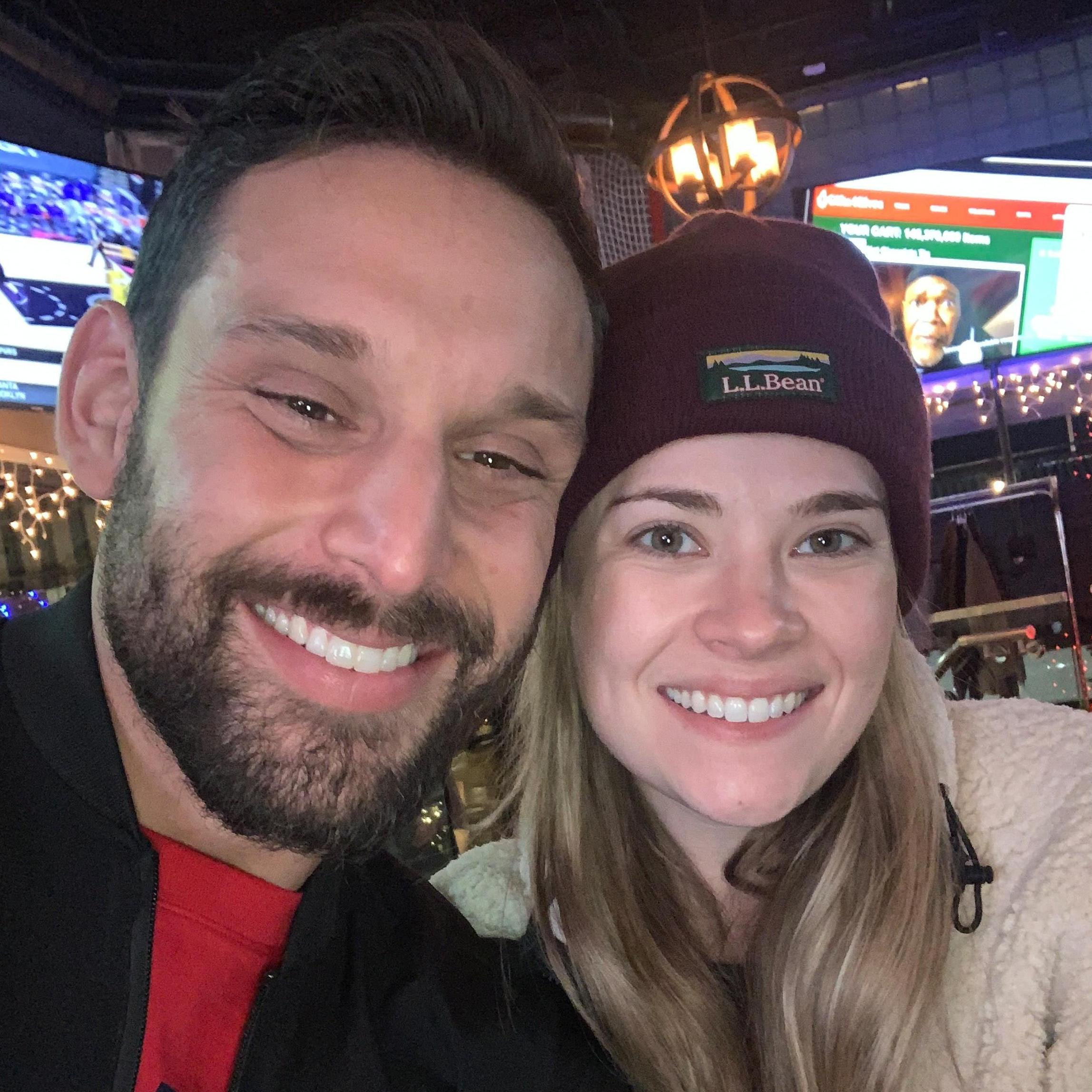 Our first football game together...in a restaurant.
