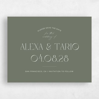 Dark Sage, Green Wedding Save the Date - Nash Landscape
