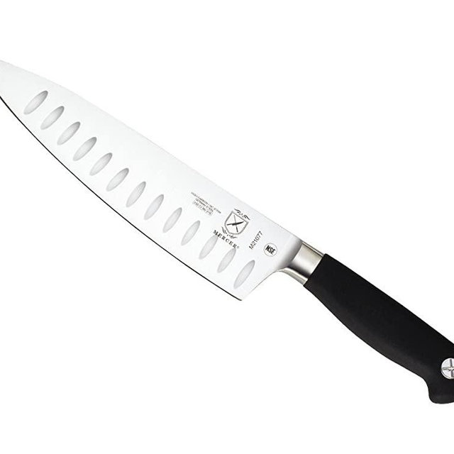 Mercer Culinary Genesis 8-Inch Forged Chef's Granton Edge Knife