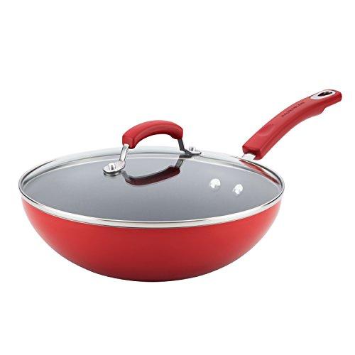 Rachael Ray 17649 Brights Nonstick Wok/Stir Fry Pan/Wok Pan - 11 Inch, Red Gradient