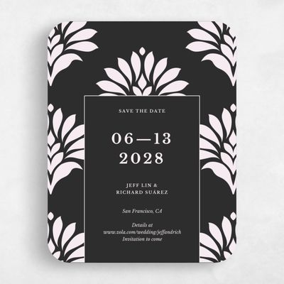 Black Rounded Wedding Save the Date - Mantova Frame