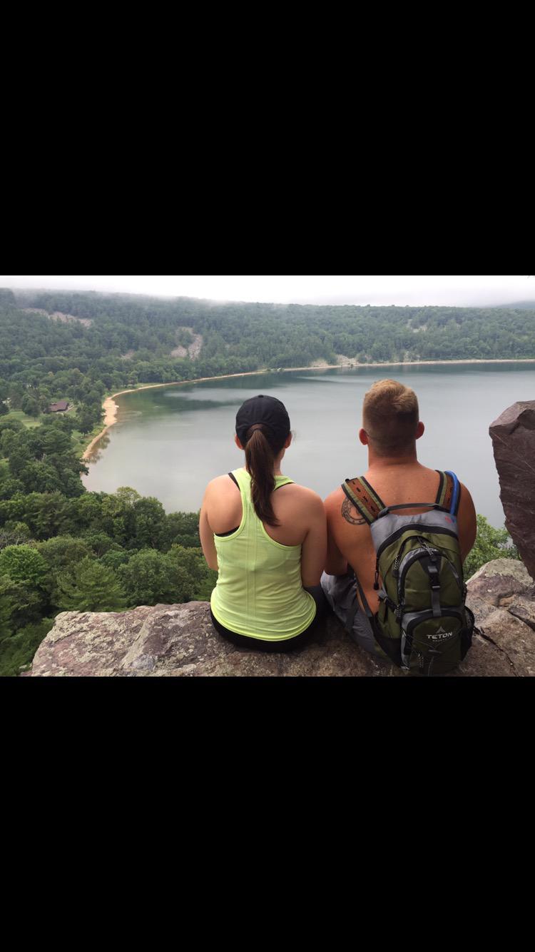 Hiking at devils lake together.