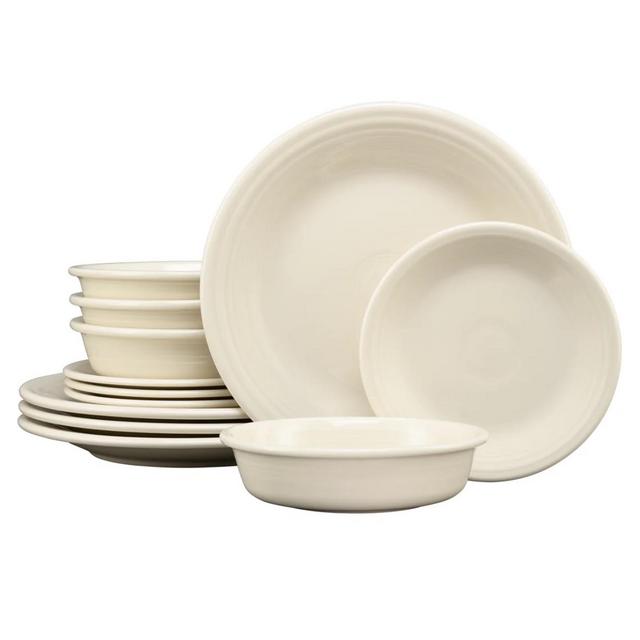 Linen Classic Rim 12-Piece Dinnerware Set, Service for 4