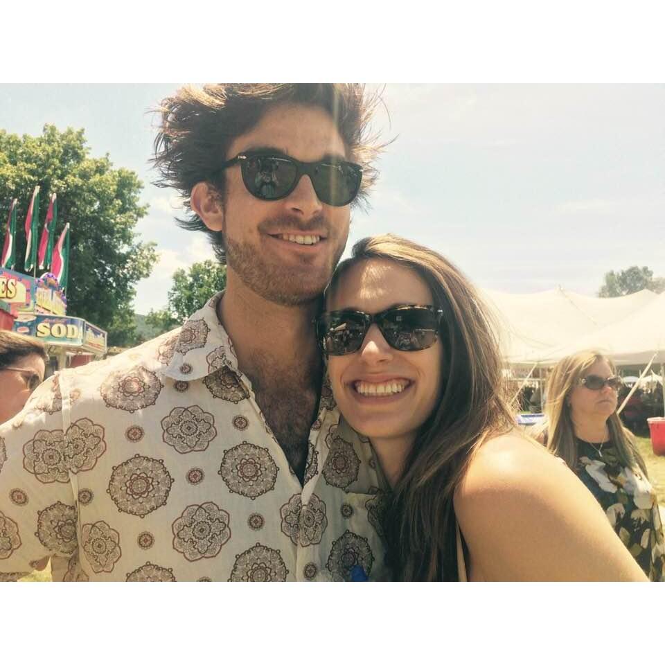 At a Brewery Hootenanny in Colorado  in our first year of dating. Drew flew in from LA and Emily flew in from Connecticut for a weekend of music and Key Lime Pie