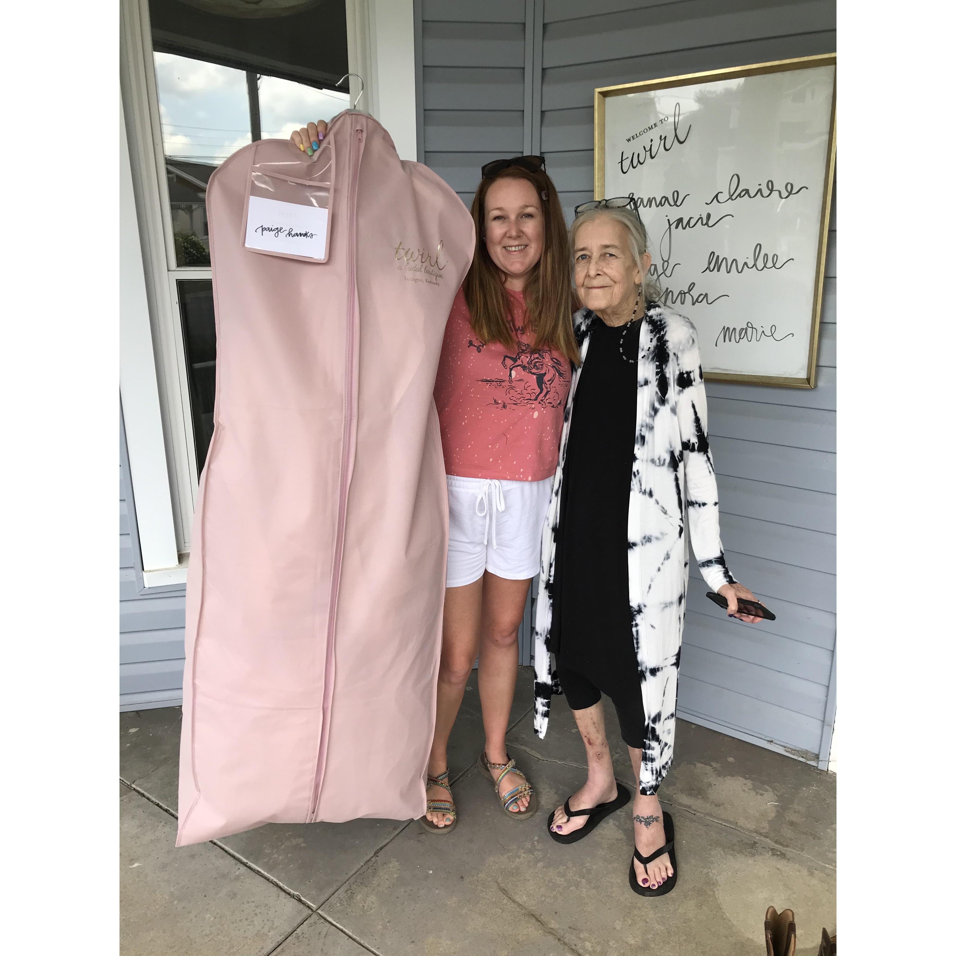 Picking up THE dress in Lexington KY at Twirl Boutique with Paige’s Mom