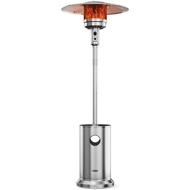 EAST OAK 48,000 BTU Patio Heater for Outdoor Use With Round Table Design, Double-Layer Stainless Steel Burner and Wheels, Outdoor Patio Heater for Home and Commercial, Stainless Steel