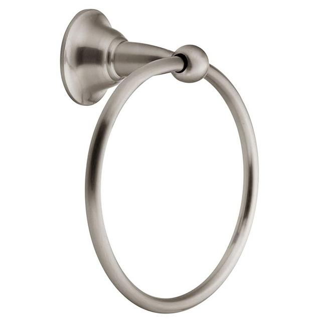 Moen DN6886BN Sage Single Post Bathroom Hand Towel Ring, Spot Resist Brushed Nickel
