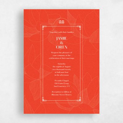 Orange Wedding Invitation - Ames Border