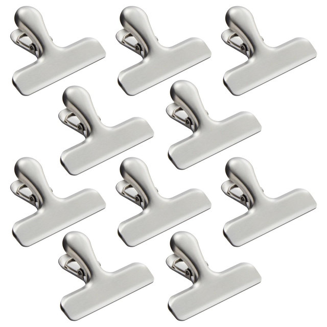 Stockroom Plus 10 Pack Metal Chip Clips for Food Packages, Stainless Steel Bag Clips for Food Storage Kitchen Supplies, 3 in
