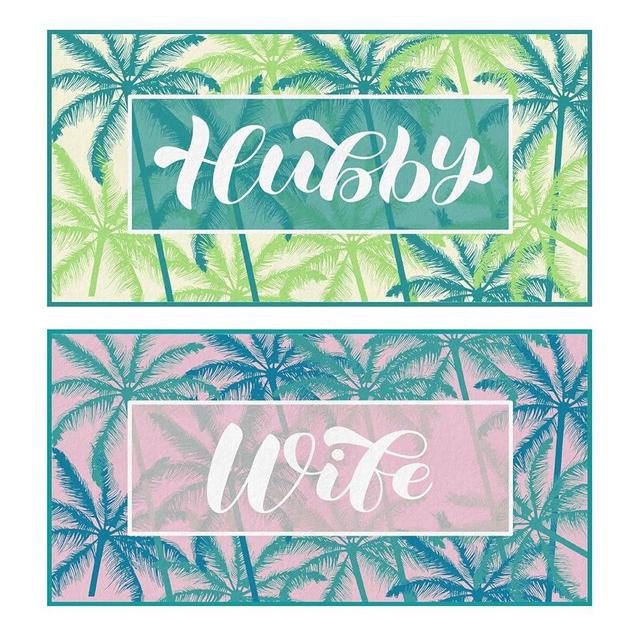 Redbaker 2 Pcs Mr and Mrs Beach Towels Wedding Beach Towels for Bride and Groom 60 x 30 Hubby and Wife Beach Towels Honeymoon Newlywed Couple Beach Towels Wedding Gift, 2 Styles (Green Pink Series)