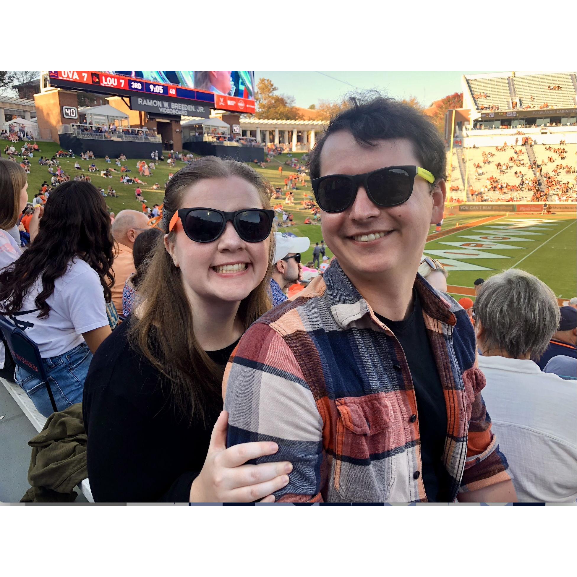 UVA football game with the Rices! Go hoos!