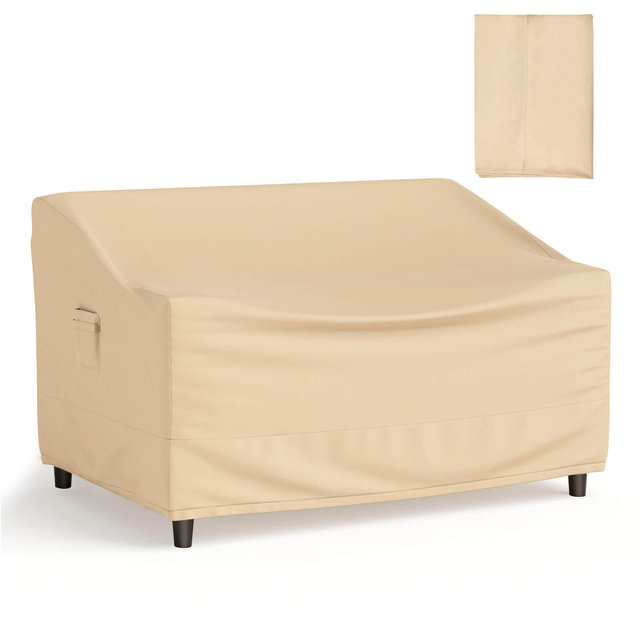 Costway Patio 60''x43'' 2-Seater Bench Loveseat Deep Sofa Cover Waterproof Handle Air Vent