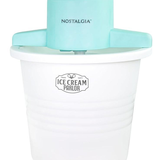 Nostalgia Electric Ice Cream Maker – Parlor Style, Old Fashioned Soft Serve Ice Cream Machine Makes Frozen Yogurt or Gelato in Minutes - Fun Kitchen Appliance – White - 4 Quart