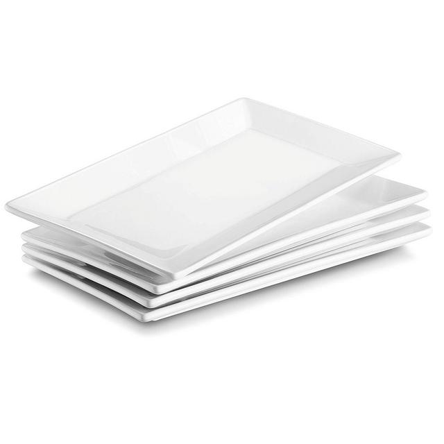 DOWAN 9.7-Inch Porcelain Serving Platters/Plates - Set of 4, White