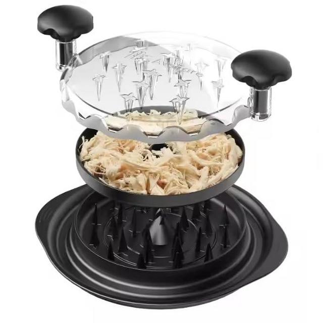 Chicken Shredder Large Chicken Breast Shredder Tool Twist with Brush&Fork, Visible Meat Shredder Machine, Strong Anti-Slip Strip, Ergonomic Handle, BPA Free, Suitable for Pork Beef Chicken (Black)