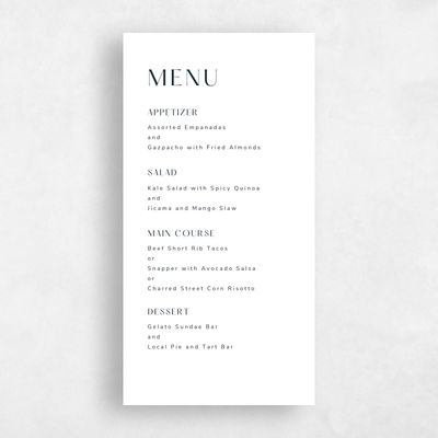 White Wedding Menu - Cerrito