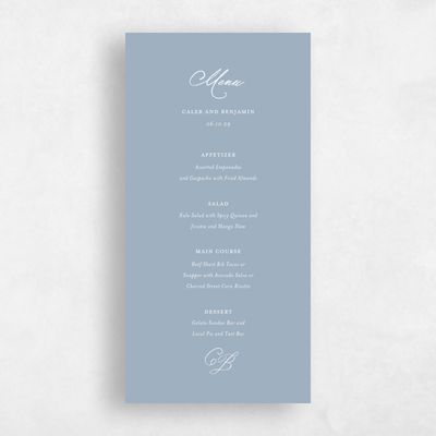 Powder Blue Wedding Menu - Imarige