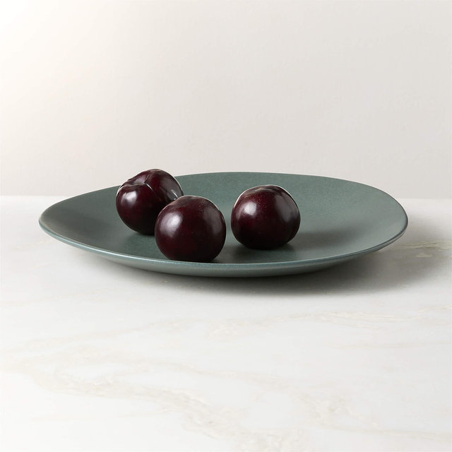 Selene Green Round Stoneware Serving Platter