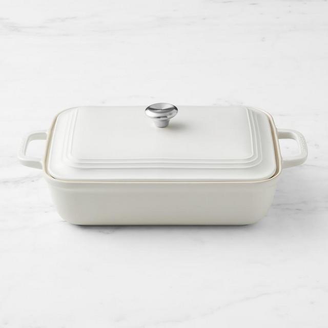 Le Creuset Stoneware Rectangular Covered Baker, 4-Qt., Matte White