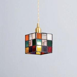 Nordic Creative Rubik’s Cube Small Glass Chandelier For Kitchen Island