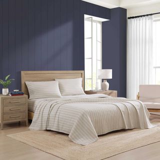 Effortless Stripe Cotton Percale 4-Piece Sheet Set