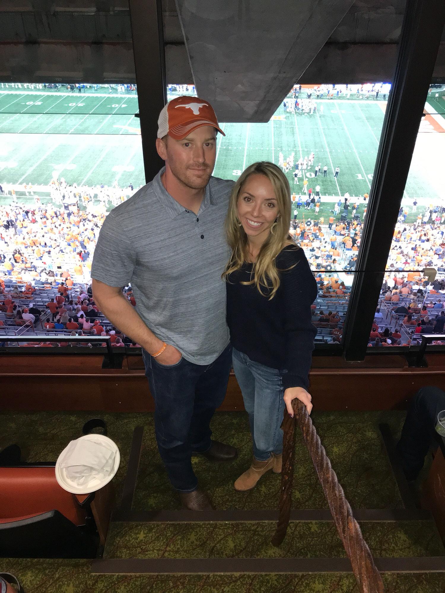 First UT football game! Tickets were a gift from their dear friends Ron and Stephanie Kincheloe.