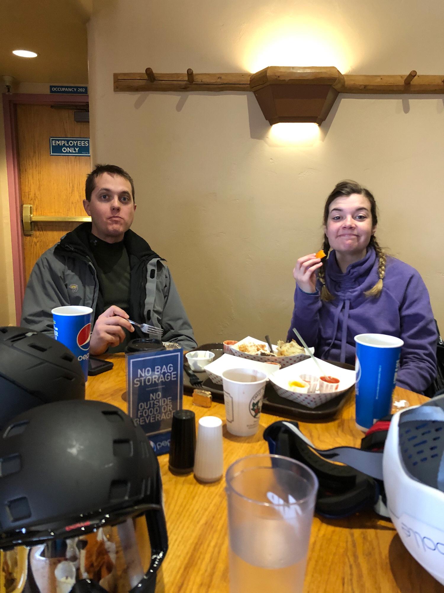 My first ski trip! Robbie was a good teacher! and we earned our lunch!