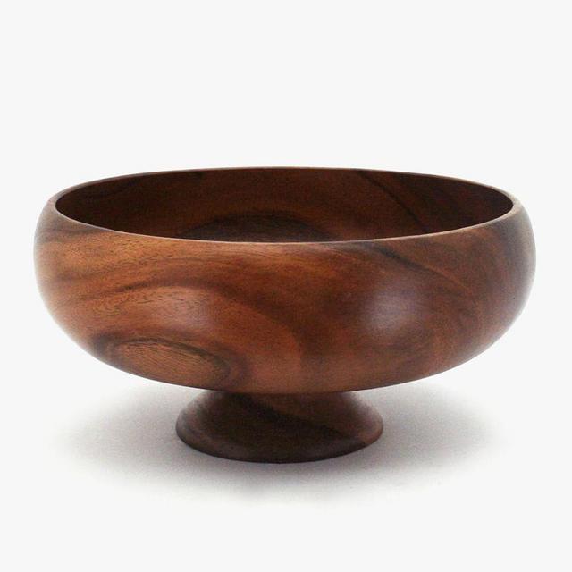 Acacia Pedestal Bowl, 10"D