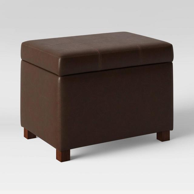 Essex Single Storage Ottoman Chocolate Faux Leather - Threshold™