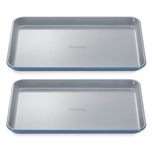 Caraway Non-Stick Ceramic Medium Baking Sheet - Naturally Slick Ceramic Coating - Non-Toxic, PTFE & PFOA Free - Perfect for Baking, Roasting, and More - Medium (15" x 10") - Slate