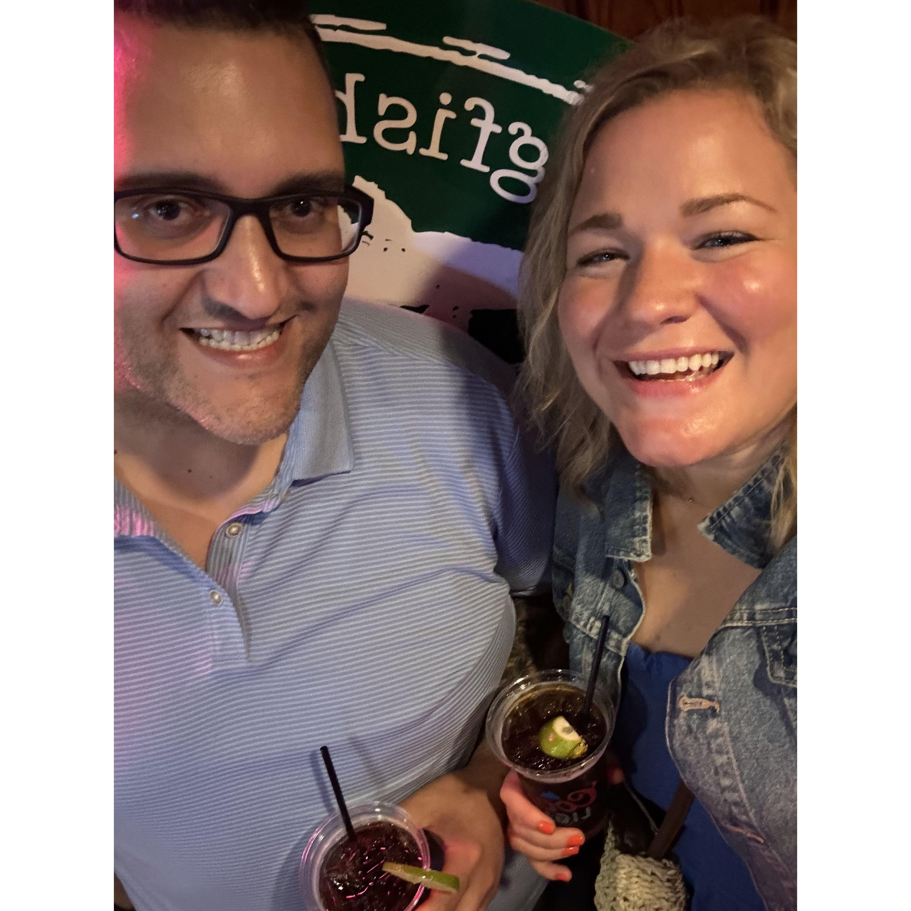 We snapped a pic only minutes before he proposed... nervous smile