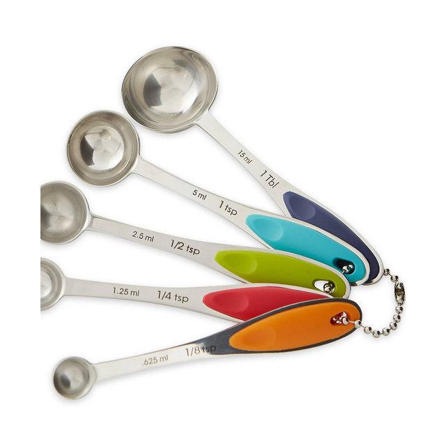 RSVP International Endurance Stainless Steel 5 Piece Measuring Spoon Set - Color Handles