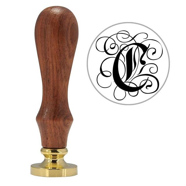 Seal Stamp, Yoption Classic Gothic Font Letter C Vintage Retro Brass Head Wooden Handle Initial Sealing Wax Seal Stamp